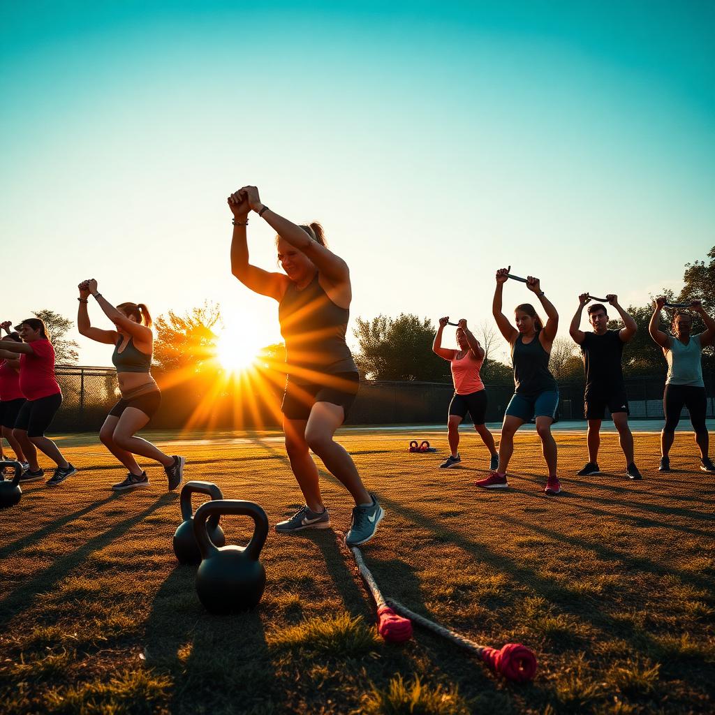 Outdoor group fitness training